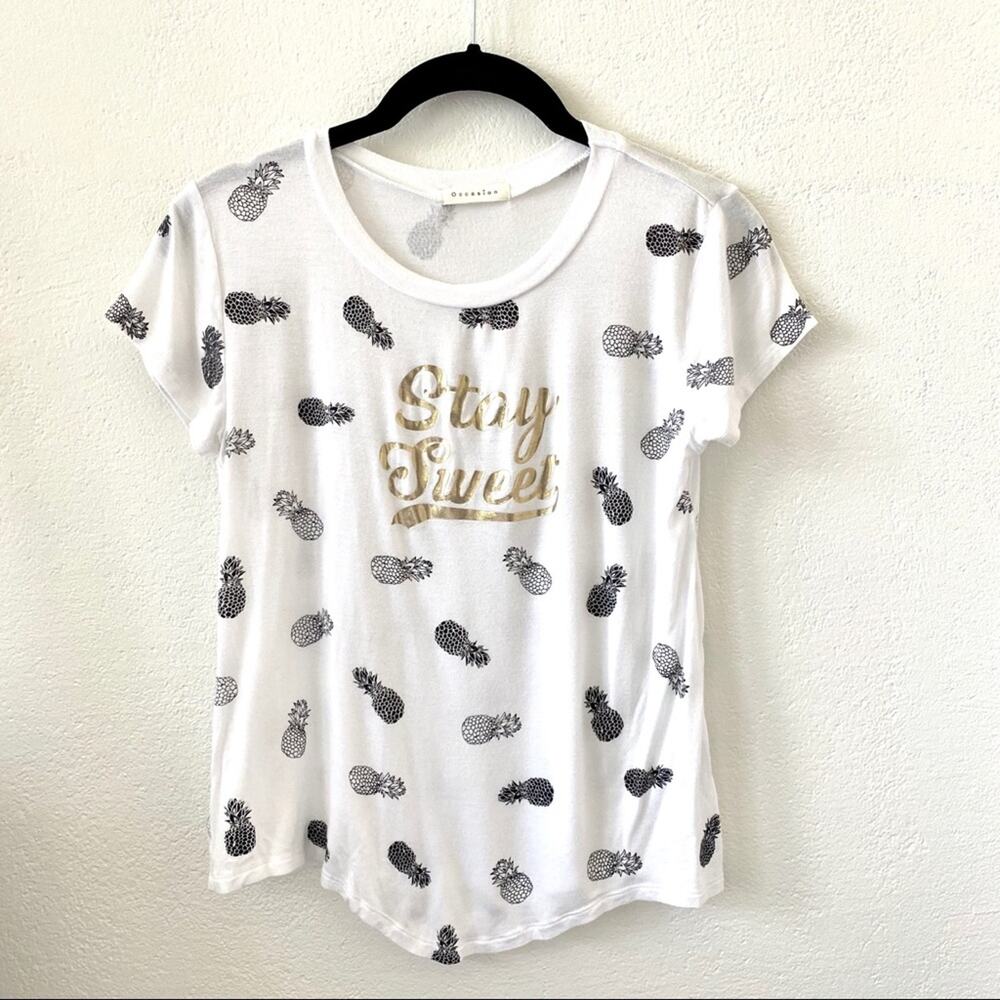 Occasion Stay Sweet Graphic Pineapple Tee Size Juniors Medium